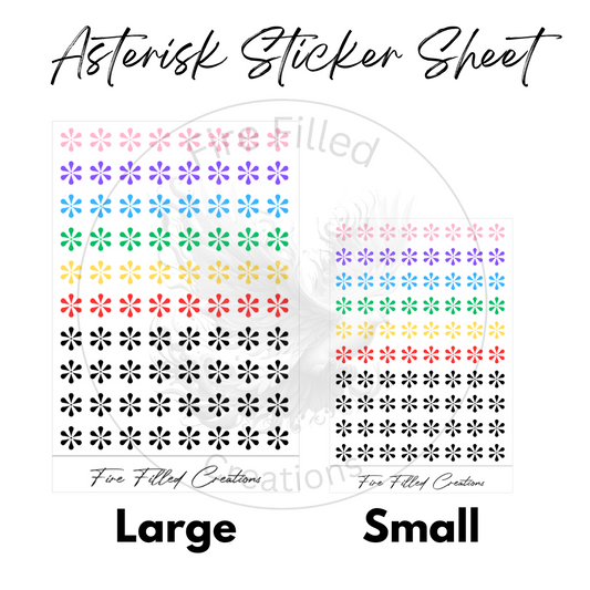 Asterisk Icon Sticker Sheets